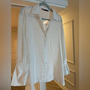 Zara Women’s White Button Down Shirt - Relaxed Oversized Modal blend